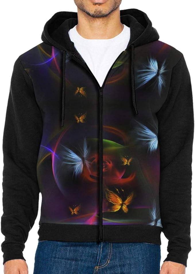 Amazon.com: Colors Butterfly Men's Hoodies Sweatshirt Athletic Full-Zip Pocket Jacket: Clothing