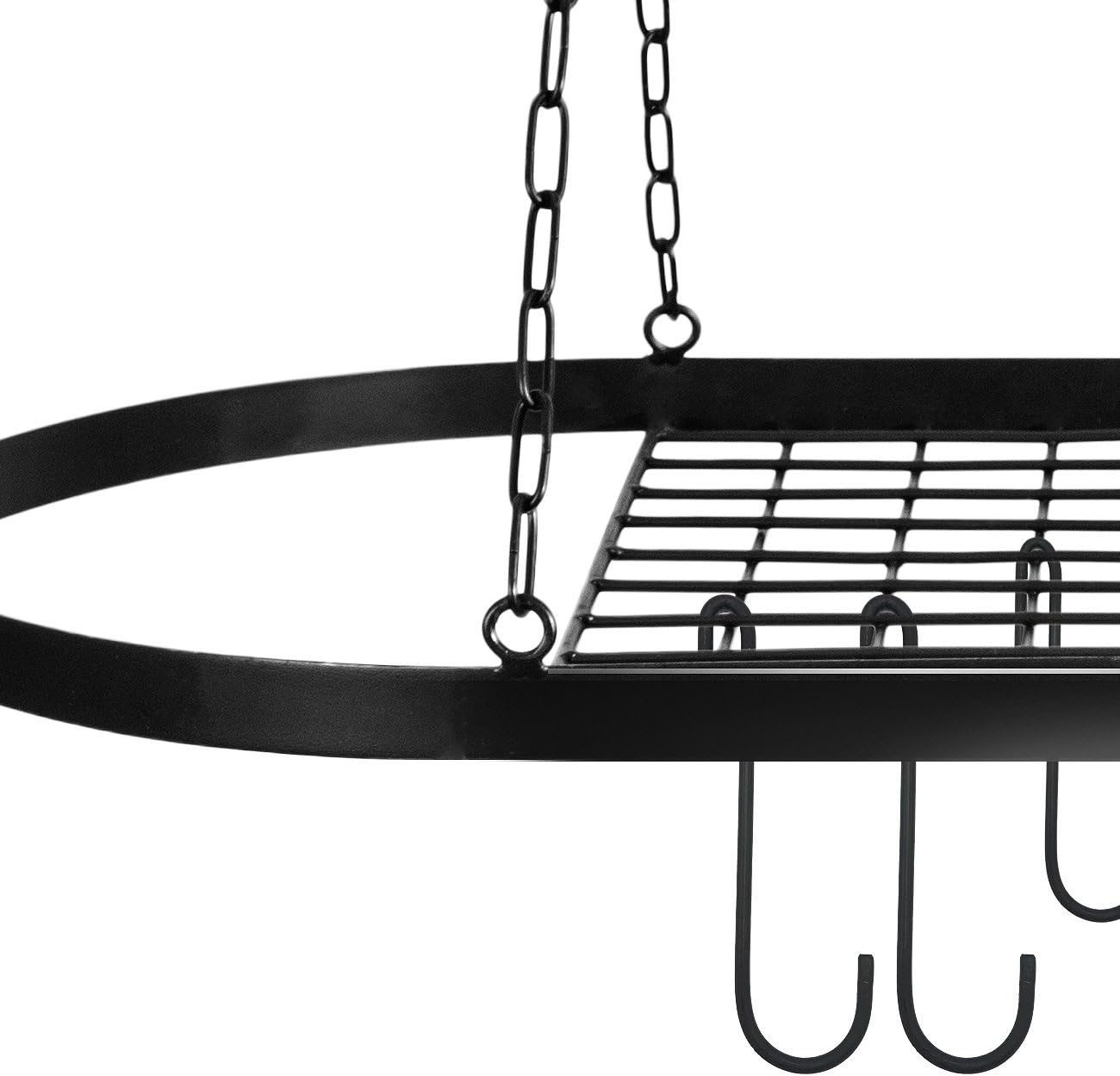 Sorbus Pot and Pan Rack for Ceiling with Hooks — Decorative Oval Mounted Storage Rack — Multi-Purpose Organizer for Home, Restaurant, Kitchen Cookware, Utensils, Books, Household (Hanging Black): Kitchen & Dining