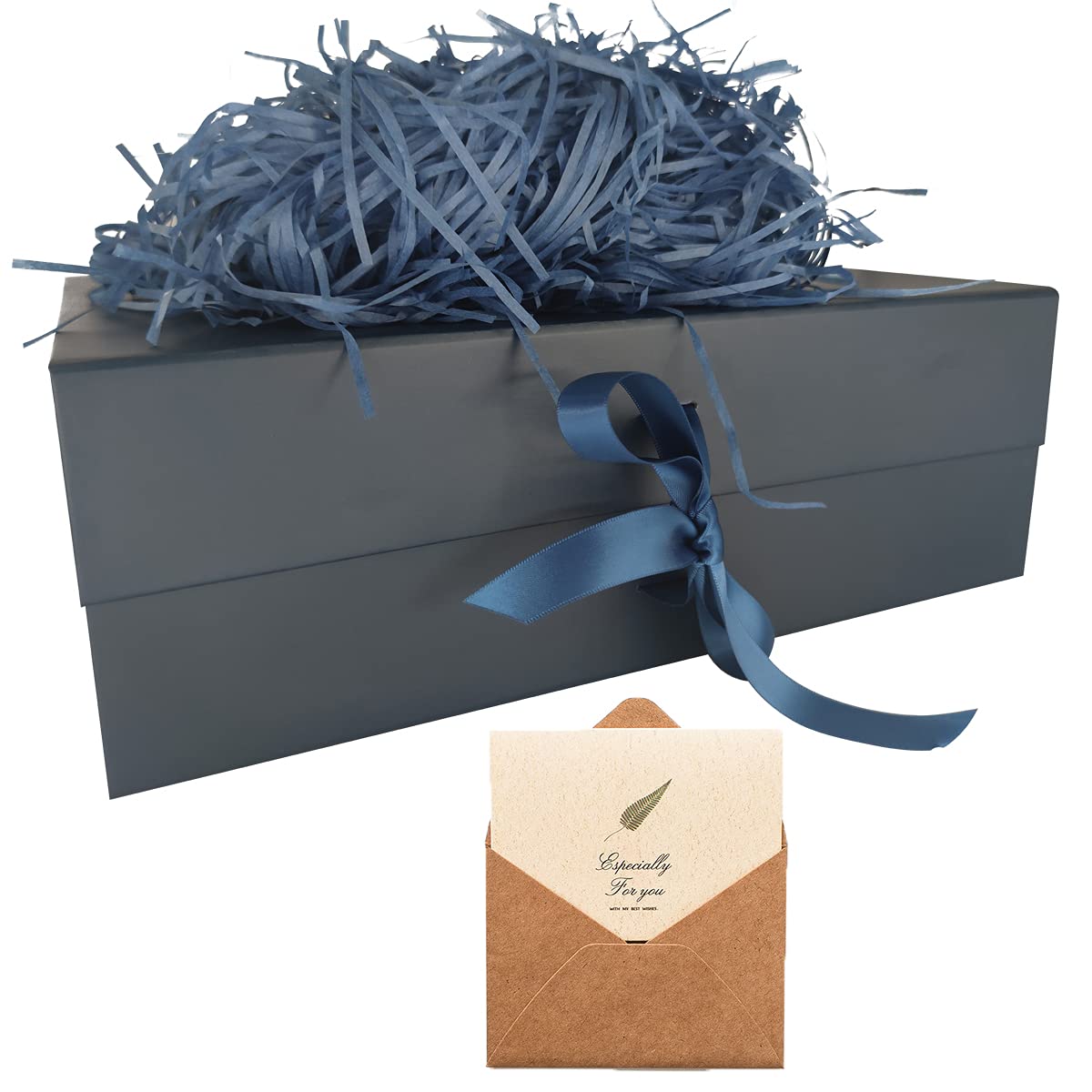 Blue Gift Box 33x26x11cm, Large Gift Box with Magnetic Lids and Silk Ribbon Specially Designed for Presents Birthdays, Holidays, Anniversaries Gift Packaging