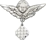 Sterling Silver Baby Badge Guardian Angel Pin with