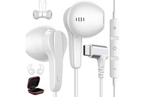 90° Right Angle USB C Headphones Wired for iPad Pro, Type C Earphones with Mic HiFi Stereo Magnet in Ear Wired Earbud for Sam