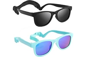 Baby Sunglasses, 2 Pieces Toddler Sunglasses Polarized with Strap for 0-24 Months, Infant Sunglasses Soft Frame Safe