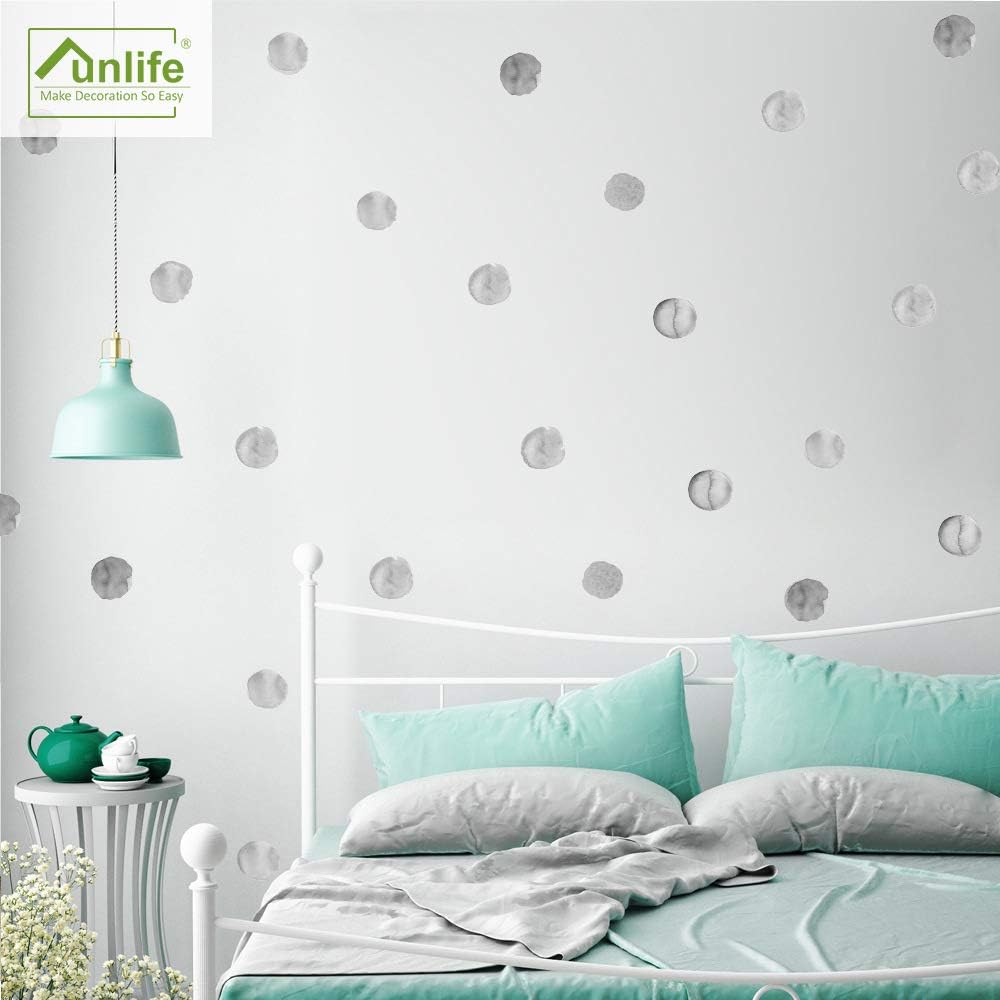 Watercolor Grey Polka Dot DIY Embellishments Wall Sticker Decal for Kid Girl Nursery Room Decortaion - Grey 36 Dots of 2.36in - Image 5