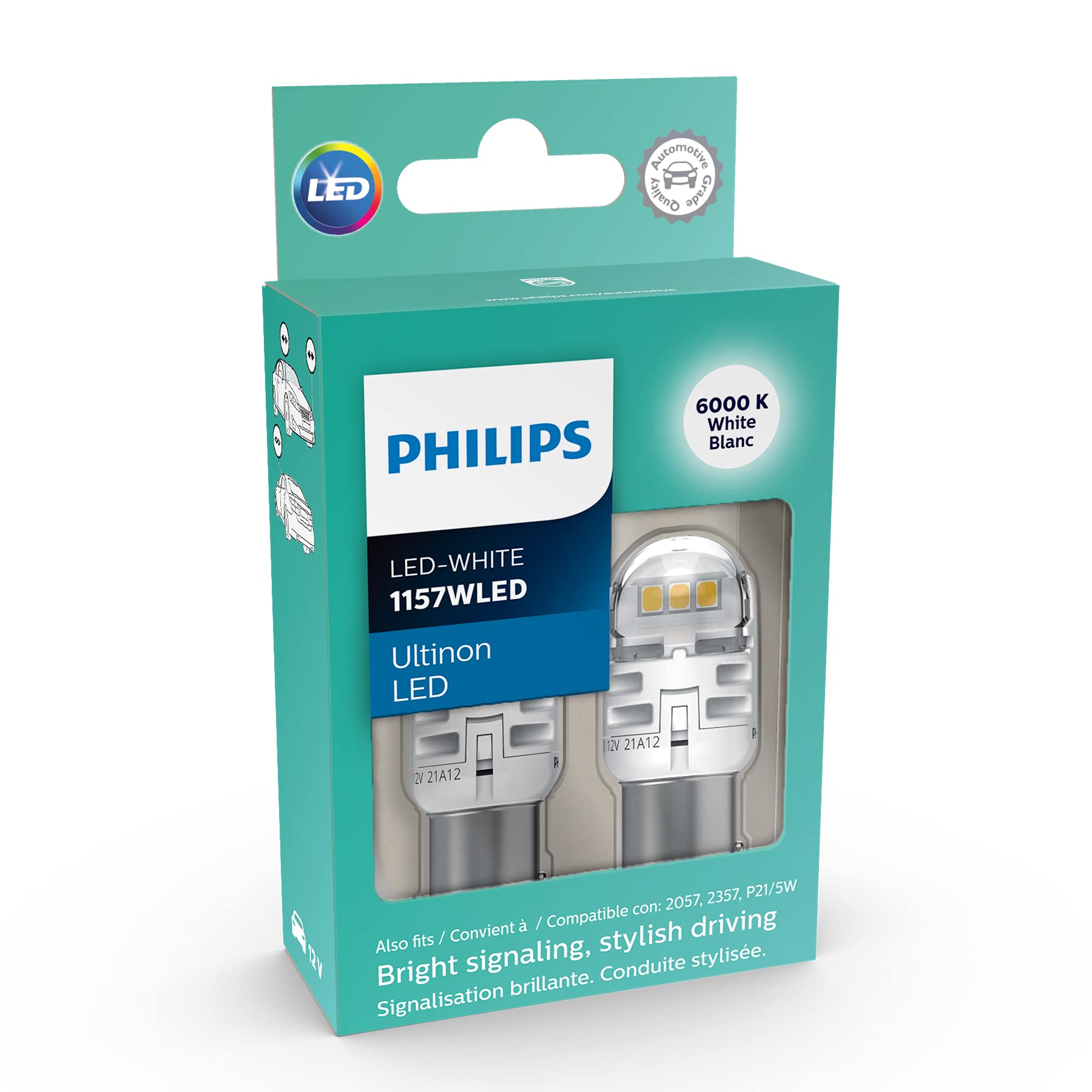 Philips 1157WLED Ultinon LED (White), 2 Pack