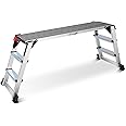 Work Platform Two Step Ladder, 50"×12"×27" Aluminum Platform, Heavy Duty Folding Work Bench Non-Slip 330 lbs Load Capacity for Washing Vehicles, Cleaning, Painting