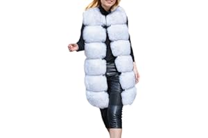 Lisa Colly Women's Faux Fox Fur Coat Jacket Winter Sleeveless Faux Fur Vest Outwear
