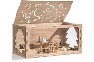 Mewoo Extra Large Hamster Cage, 42in Guinea Pig Cages, Wooden Acrylic Hamster Cages and Habitats Come with Platform, Large Pet Rat Cage, Small Animal Cage for Hedgehog Mouse Gerbil (Forests)