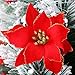 Zabrina 12 Pcs 13cm Christmas Tree Decorative Silk Flower Gold Poinsettia Bush and Red Poinsettia Bush Artificial Flowers Red Glitter Poinsettia Christmas Tree Ornaments, Red