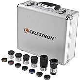 Celestron Eyepiece, Barlow &amp; Filter Telescope Accessory Kit &ndash; 1.25" Barrel | 14 Essential Telescope Accessories, 5 Plossl Eyepieces, 2x Barlow, 7 Colored &amp; Moon Filters, Includes Premium Metal Case