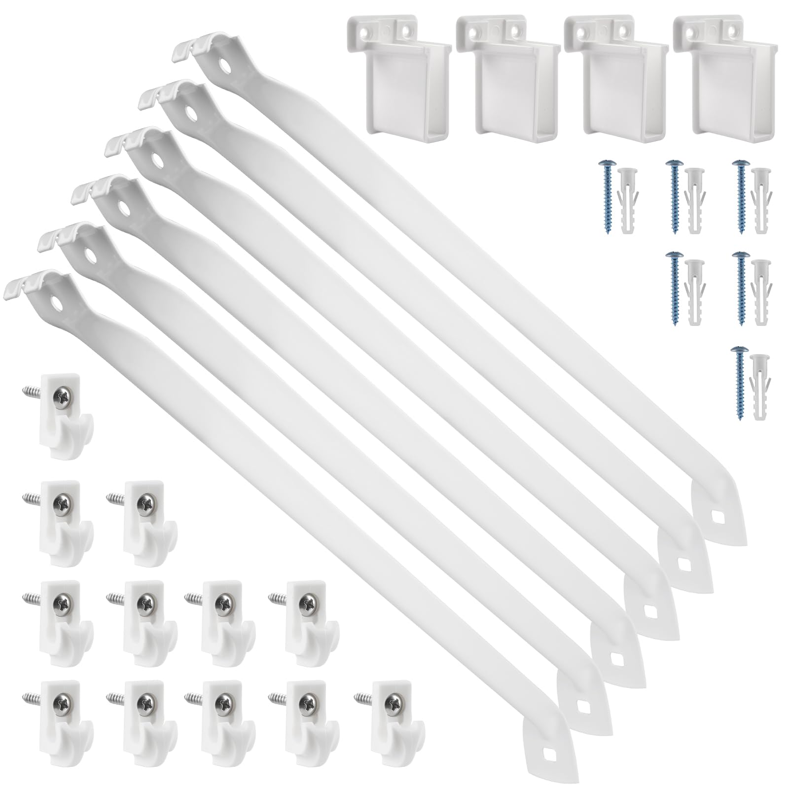 Photo 1 of 12 Inch Wire Shelf Brackets Set, 6 Pack Metal White Closet Support Bracket with End Brackets & Clips for Wire Shelving Wall Bracket Installation, Support Wire Closet Shelves Racks (6 Pack)