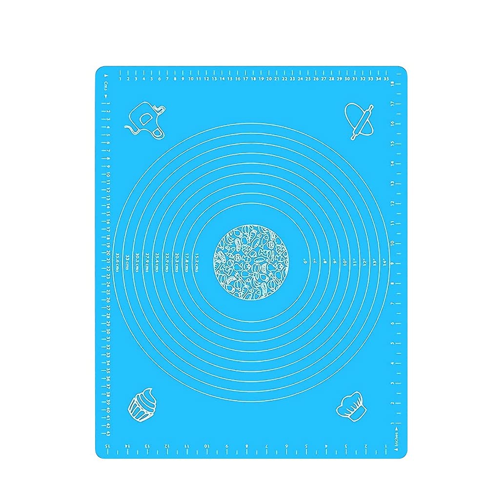 50 * 40cm Non-Stick Silicone Baking Pastry Mat, Non-Slip Fondant Rolling Mat Kneading Board Mat, BPA Free (Blue)