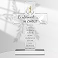 Willinglong Confirmation Standing Cross 5.9 x 4.1 Inch Acrylic Christian Gifts Confirmation Acrylic Cross Religious Faith Hope Spiritual Growth Gift Tennagers Parents Friends