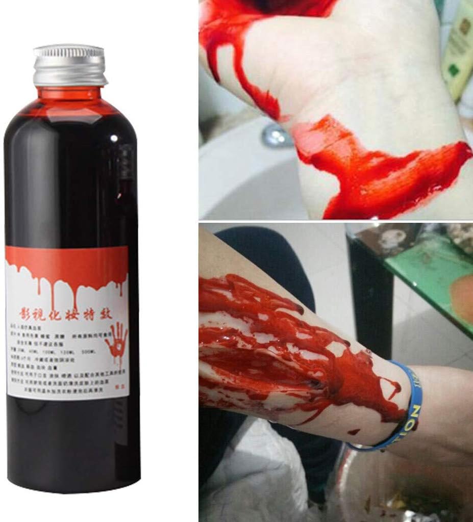 Unionm Halloween Props, Fake Blood Gel Horror Fancy Dress Costume Halloween Party Joke Red Tool DIY Decoration Toys Haunted House Decoration Film and Television Makeup Effects (1 pc, 100ml/ 3.4 fl oz)