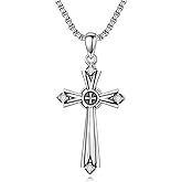 ROMANTICWORK Religious Cross Pendant Necklace 925 Sterling Silver Cross Pendant Jewelry Christian Gifts for Women Men