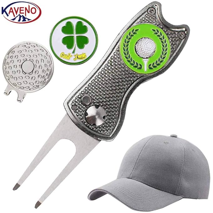kaveno Golf Divot Tool, Golf Hat Golf Hat Clip,Two Golf Ball
