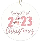 Baby's First Christmas 2023 - New Born Baby Pink Snowman Ornament - Christmas Oranment - Xmas Tree Decoration - Fun 2023 Christmas Ornament - 3" Round PVC Ornament - Printed in USA AAO044