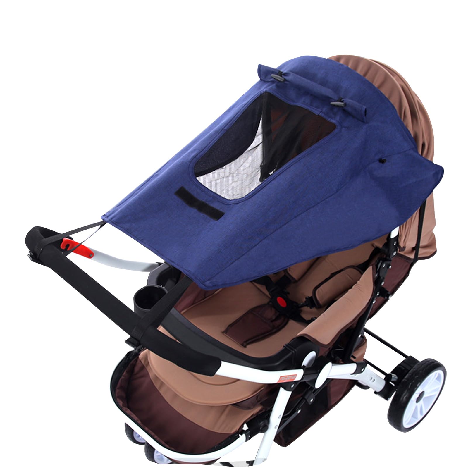 Pram Sun Shade, Universal Buggy Sun Shade Cover, Sunshade Canopy for Pushchair Portable Installation, Baby Stroller Shade Uv Protection with Skylight Design (Navy-Blue)
