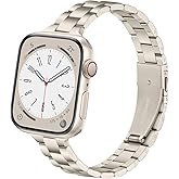 Lenrao Thin Stainless Steel Bands Compatible with Apple Watch 38mm 40mm 41mm 42mm 44mm 45mm 46mm for Women, Metal Straps for iWatch Series 11 10 9 8 7 6 5 4 3 2 1 SE