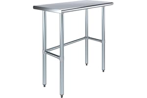 AmGood Stainless Steel Work Table Open Base | NSF Kitchen Island Food Prep | Laundry Garage Utility Bench (36" Long X 18" Deep)