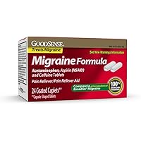 GoodSense Migraine Relief, Acetaminophen, Aspirin (NSAID) and Caffeine Tablets, Migraine Relief, 24 Count