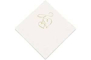 Weddingstar 3-Ply Gold Foil Cocktail Napkins White - Double Hearts