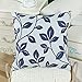 CaliTime Pack of 2 Soft Throw Pillow Covers Cases for Couch Sofa Home Decoration Cute Growing Leaves 18 X 18 Inches Navy Blue