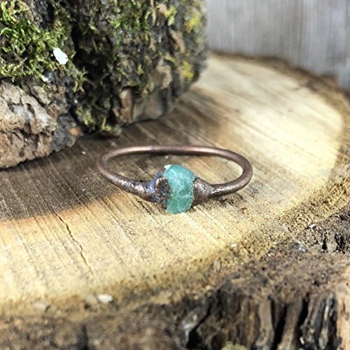 Raw Aquamarine Copper Electroformed Ring Size 7