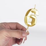 Yiran Gold 42nd Birthday Candles 2-Piece Numeric 4 & 2 Cake Topper Gold view 3