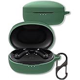 Case for Soundcore by Anker Life P2 mini Earbuds (2021), Soft Silicone Shockproof Protective Cover with Carabiner for Soundcore Earbuds (Dark Green)
