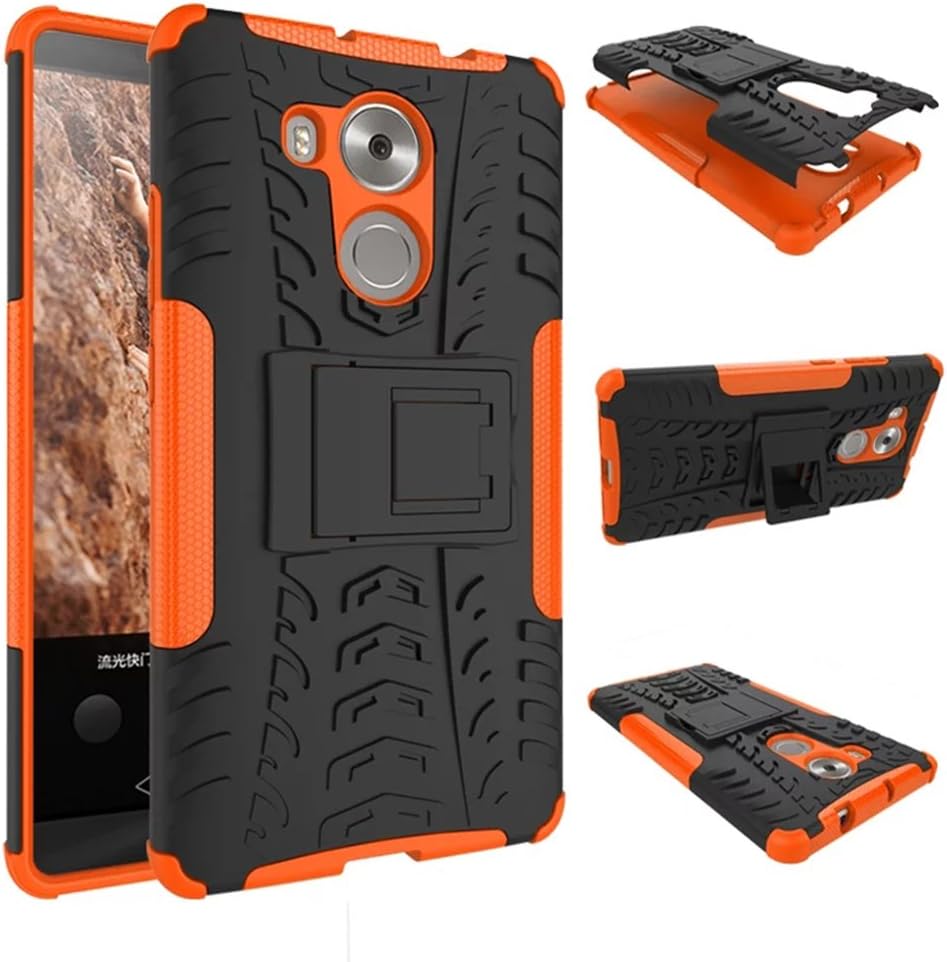 Huawei Mate 8 Shockproof Case, Heavy Duty Combo Hybrid Rugged Dual Layer Grip Cover with Kickstand For Huawei Mate8 (Orange)