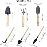 NEUSID Mini Garden Tools Set 6 Pieces Wood Handle Shovel Rake Trowel view 2