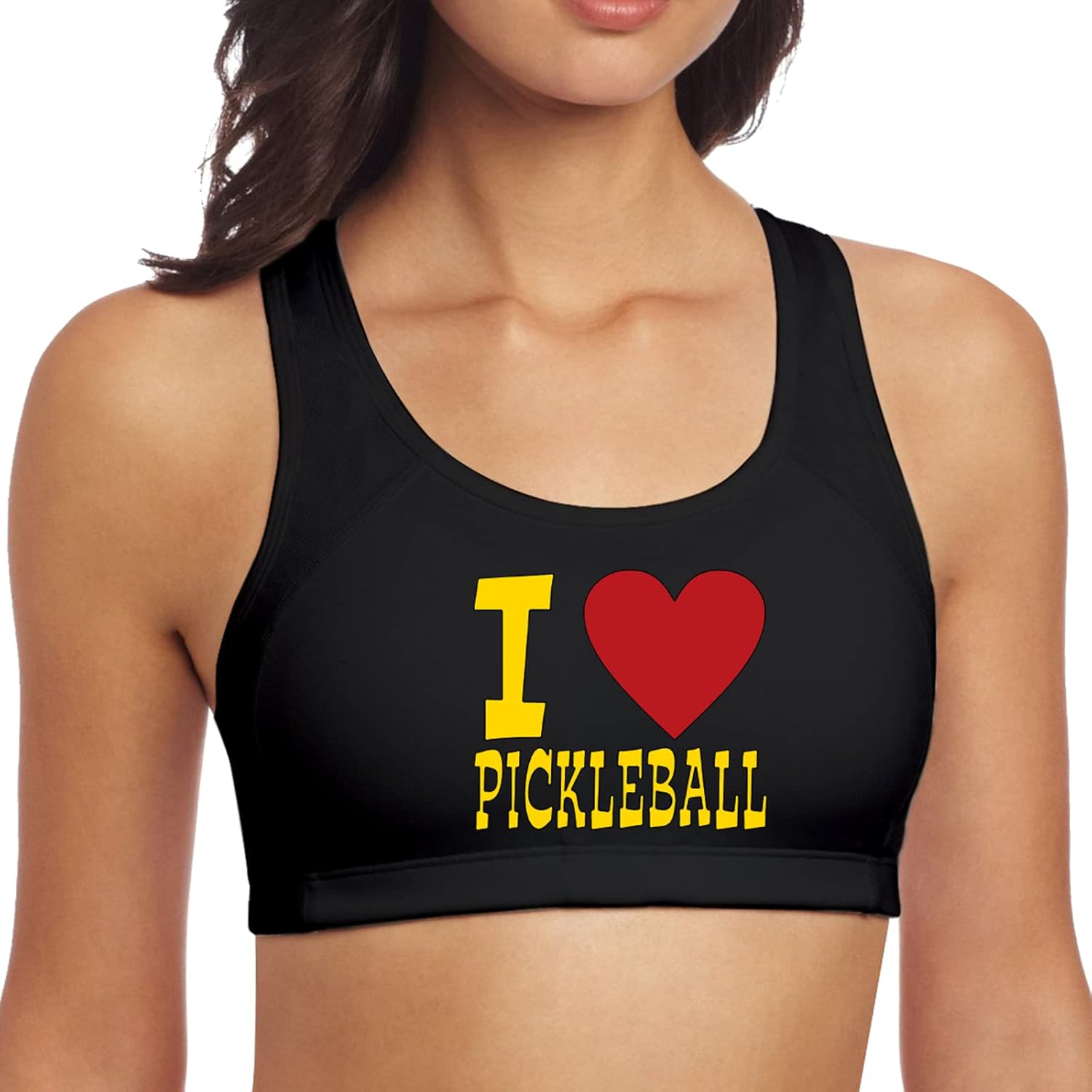 I Love Pickleball Women's Sport Bra Underwear Fitness Workout Yoga Vest Movement Casual Vest at