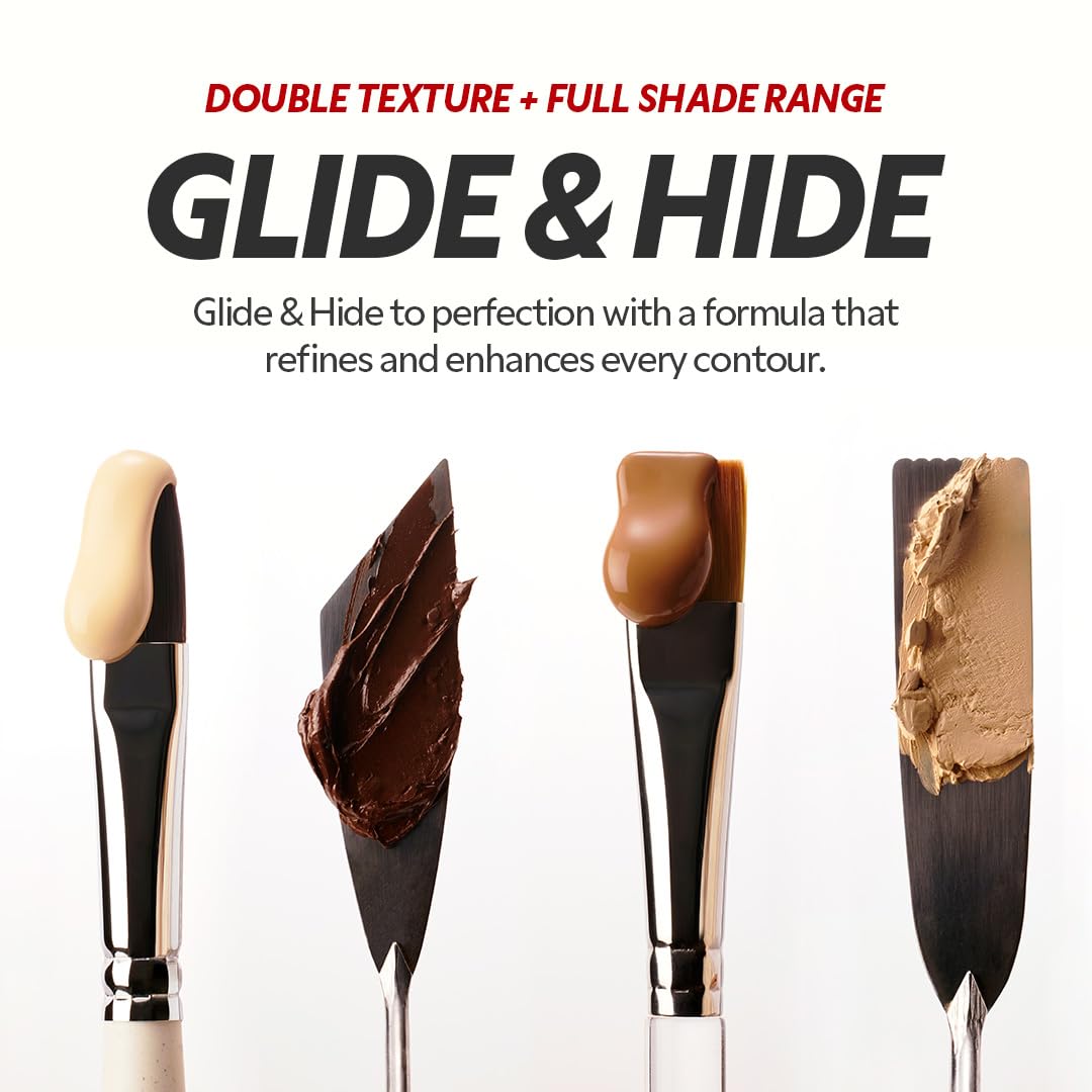 TIRTIR Glide&Hide Blurring Concealer - Creamy texture, Conceals dark circles and wrinkles, Dual formula (liquid tip & balm stick), Long-lasting wear, Korean Makeup, #4.5N, 0.28 Oz