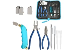 BVOPLME 12PCS Professional Glass Cutter Tool Kit, Glass Running Pliers and Breaker Grozer Pliers Set with 2 Size Cutter Head 