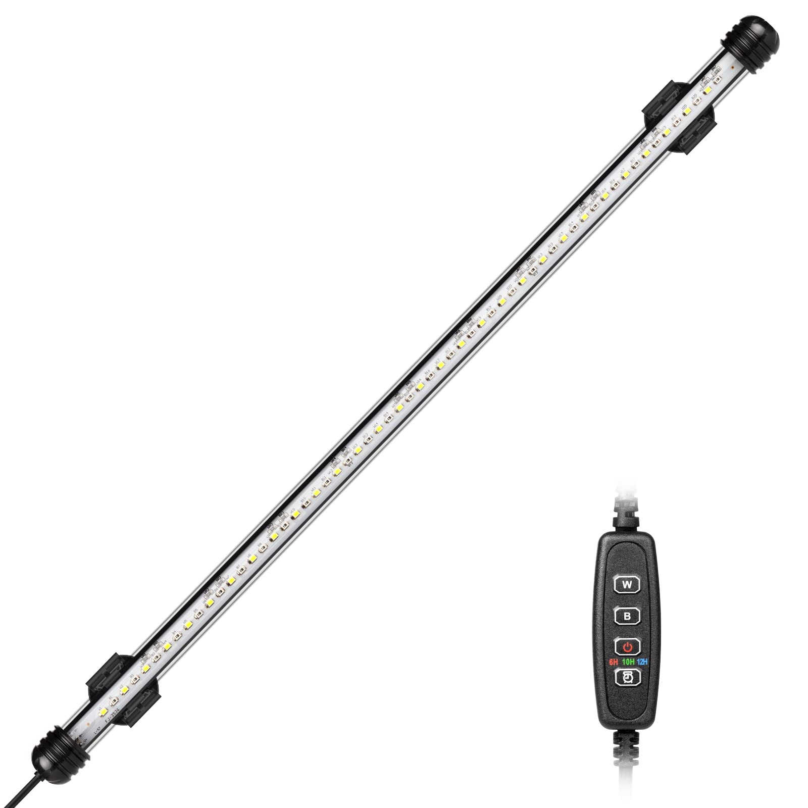 IREENUO Aquarium Light, Submersible Fish Tank Light with Auto Off Timer, Blue and White Color Changing Underwater LED Lighting for 50-70 cm Tanks