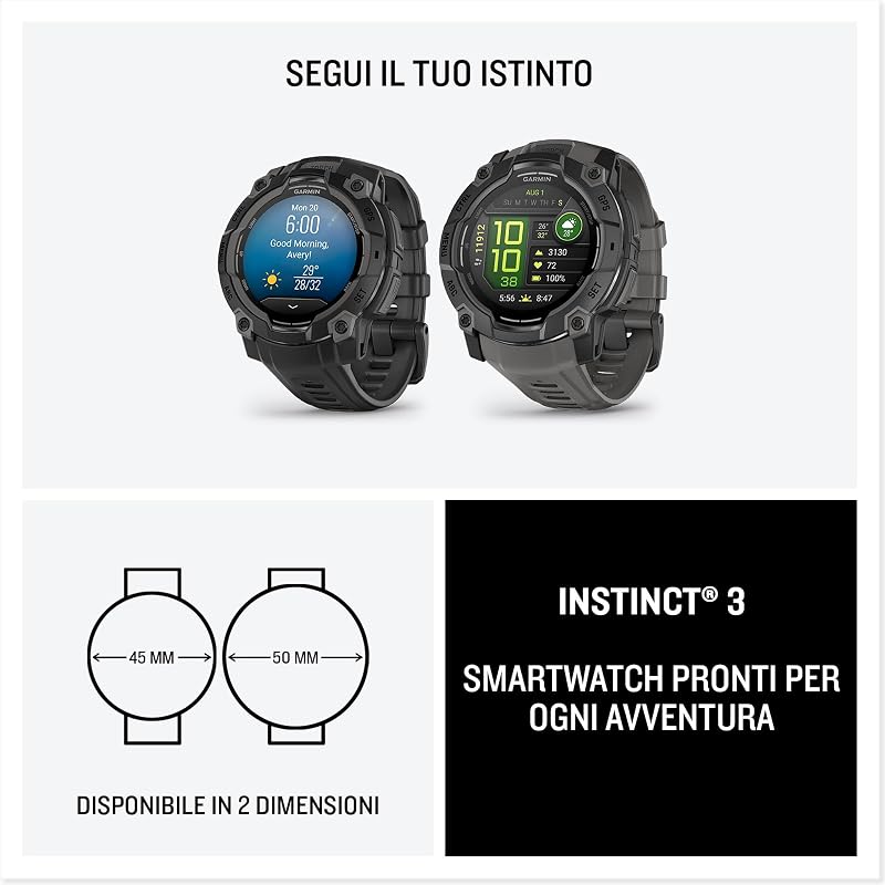 Instinct 3, 45mm Smartwatch GPS Ultra Resistente, Black
