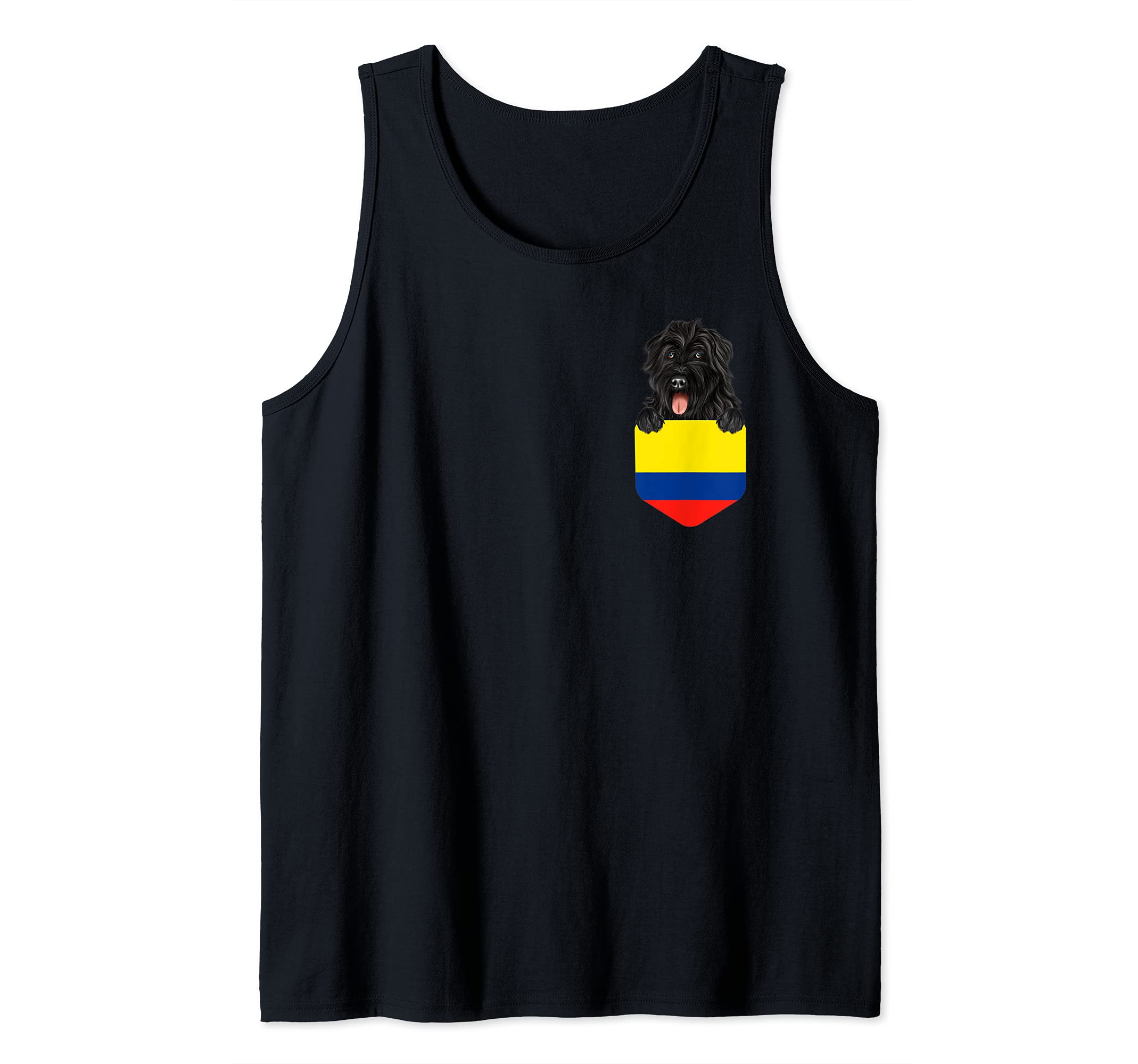 Colombia Flag Bouvier des Flandres Dog In Pocket Tank Top