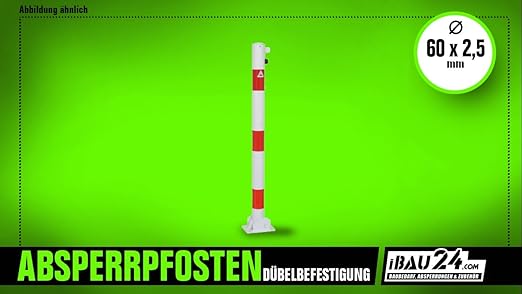 Absperrpfosten ? 60mm umlegbar - weiß mit drei roten Leuchtstreifen