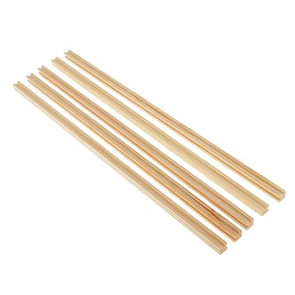 MagiDeal 5 Stück Naturkiefer Holzstäbchen Holzstücke Holzstock Mit Groove DIY Hobby Handwerk