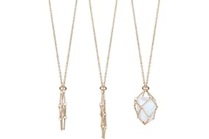 WEWAYSMILE Crystal Holder Necklace Adjustable Brass Empty Stone Holder Necklace Crystal Stone Holder Necklace for Jewelry DIY