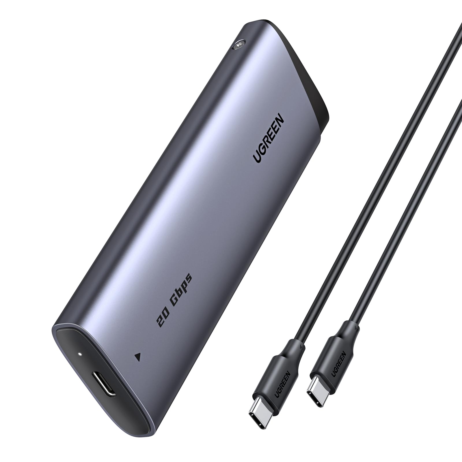 UGREEN 20Gbps M.2 SSD Gehäuse USB C 3.2 Gen 2x2, NVMe und SATA M2 Gehäuse für SSD in 2280/2242/2230/2260, kompatibel mit HP 14pro, iPhone17 Promax, PS5