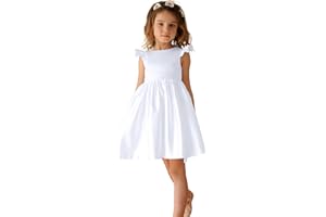 Amatesay V-Back Satin Flower Girl Dress Girls Pretty Pageant for Wedding Guest First Communion Gown with Bowknot