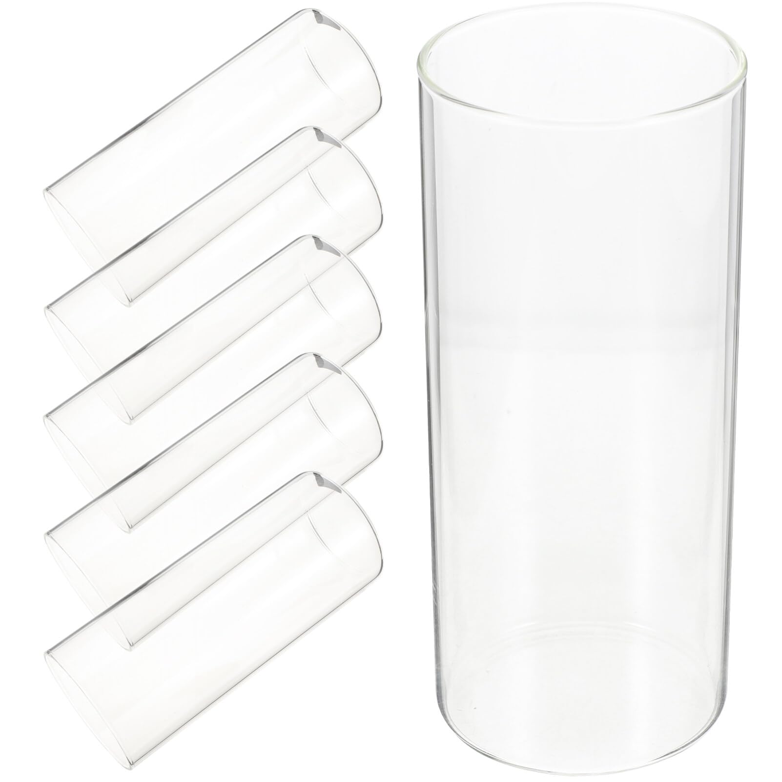SEWACC 6Pcs Glass Cylinder Vase, High Glass Vases for Candle Holders, 12cm Tall Flower Vase Hurricane Candle Holders for Wedding Table Centrepiece Party Home Decor