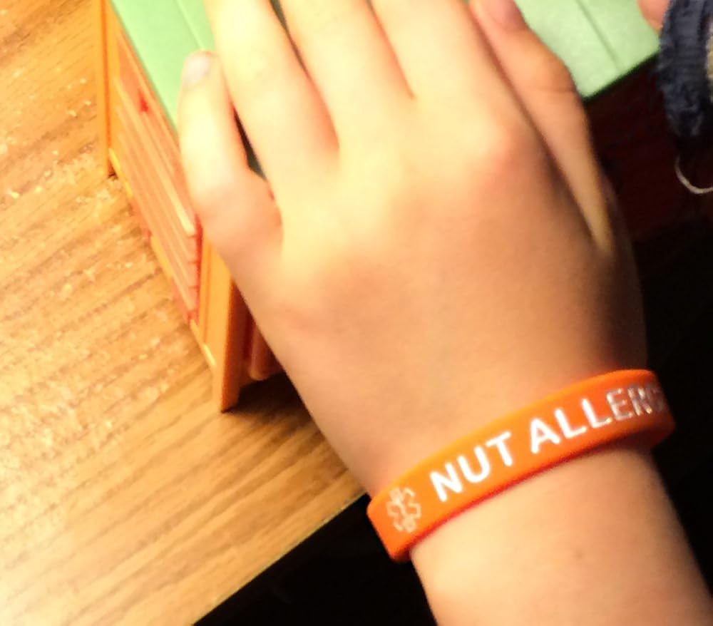 Max Petals NUT Allergy Silicone Wristbands - Blue, Orange, Green and Black Kid's Sizes (4 Pack) (Small Child Size) … - Image 4