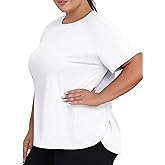 COOTRY Plus Size Workout Tops for Women Short Sleeve Athletic T Shirts Breathable Running Yoga Gym Tee with Side Slits