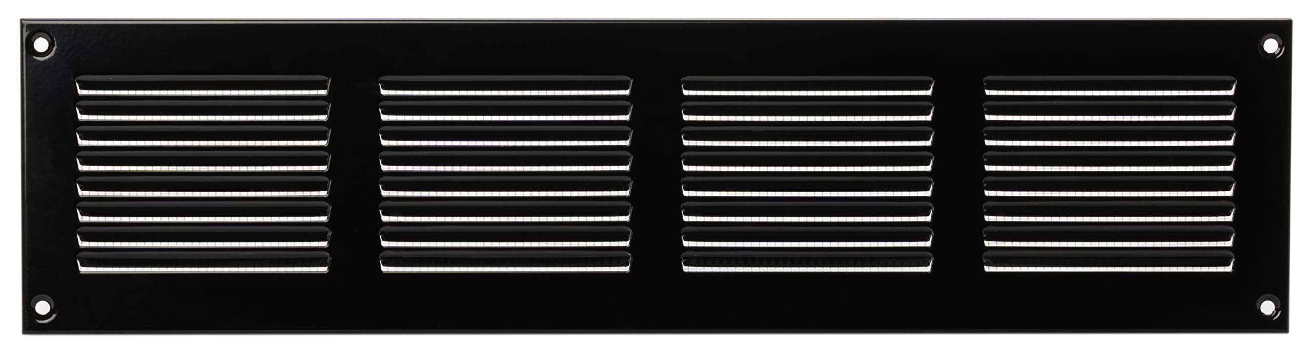 LIRAST 400x100mm / 16x4 inch Black Metal Ventilation Grille - Air Vent Cover with Insect Mesh