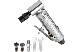 CILEONBE Air Die Grinder,Right Angle,20000 RPM Free Speed,1/4"(6MM) & 1/8"(3MM) collet,Safety Lock, Polishing Tool