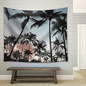 Palm Trees at Dusk - Fabric Wall Tapestry Home Decor - 51x60 inches