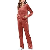 MessBebe Womens Velour Tracksuits Set Long Sleeve Sweatsuits 2 Piece Sports Outfit Zip Hoodie Sweatpants Joggers Set