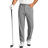Runcati Mens Golf Pants Casual Flat-Front Stretch Work Dress Pants Lightweight Business Slacks